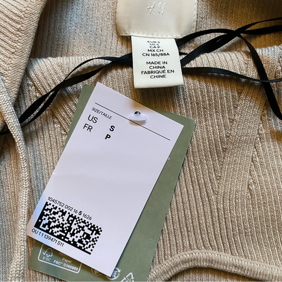 NWT H&M Beige Sweetheart Neckline Cropped Knit Tank Top - Small XS - Picture 2 of 4